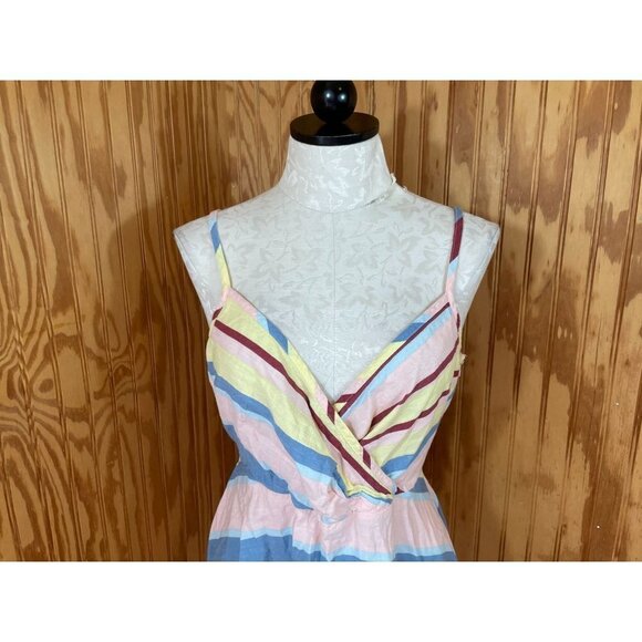 Modcloth Tank Top Pullover Lace Tie Strappy Suplice V-Neck Striped Sz XL - Picture 4 of 8
